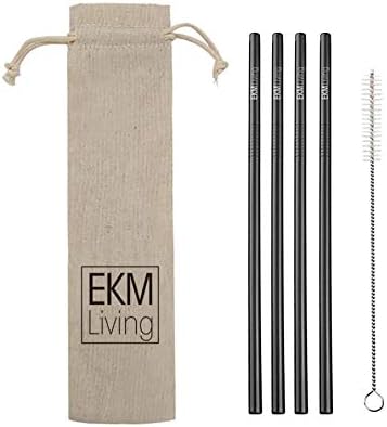 Riedel 5414/67 Gin Tonic Gläser Set 4 Stück + Gratis 4er Set EKM Living Edelstahl Strohhalme (Schwar