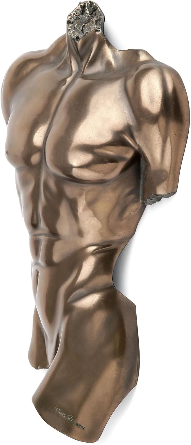 Bronze-Finish, nackter männlicher Torso Wandbehang, Figur Anatomie