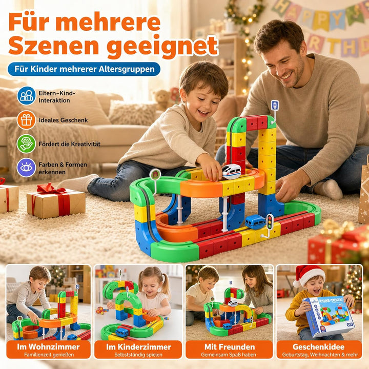 Eisenbahn Elektrisch Cube Track 92pcs Electric Train Set DIY Zugstrecken-Set mit Schwerkraft Defying