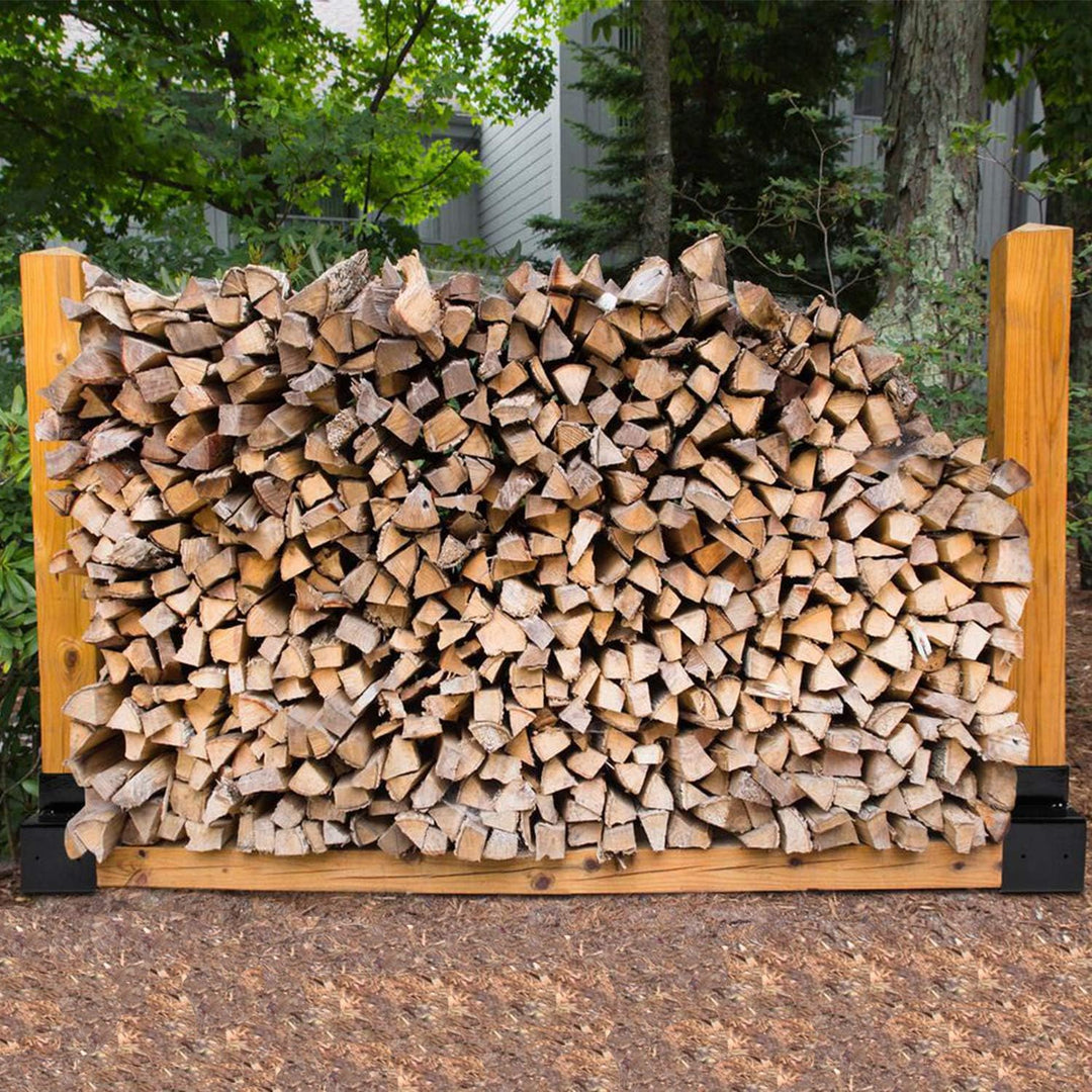 Tubiaz Holzstapelhilfe, 4er Set Schwarz Stabile Holz Stapelhilfe, Holzstapelhilfe Kaminholz Brennhol
