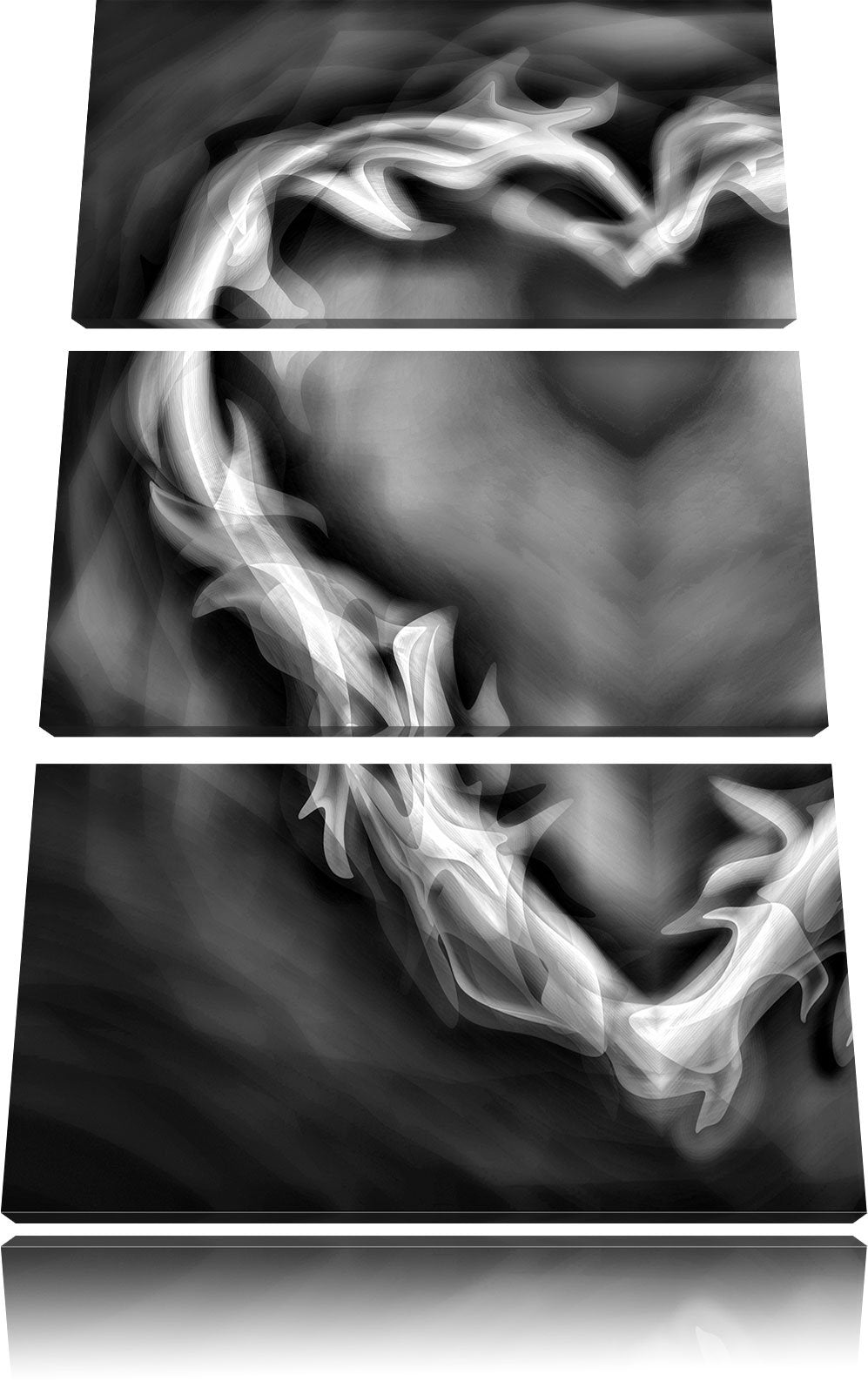 Pixxprint Herz aus Feuer als Leinwandbild/Grösse: 3 Teilig (120x80) cm/Wandbild/Kunstdruck/fertig be