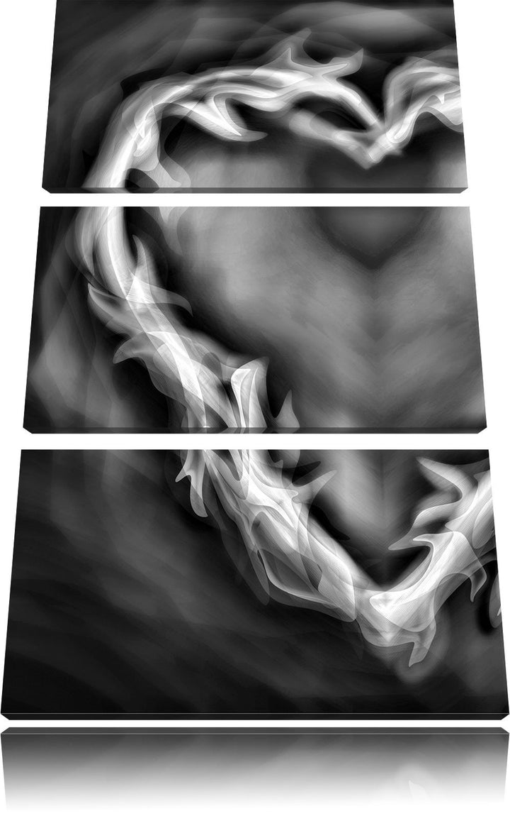 Pixxprint Herz aus Feuer als Leinwandbild/Grösse: 3 Teilig (120x80) cm/Wandbild/Kunstdruck/fertig be