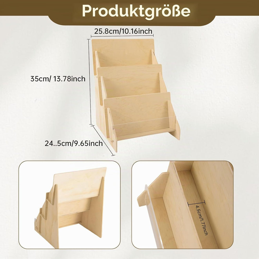 Grusskarten-Präsentationsständer, 3-stöckig, aus Holz, Mehrzweck-Broschürenhalter, tragbarer Präsent