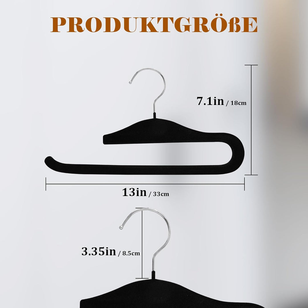 Kleiderbügel aus Samt, rutschfest, platzsparend, Samthosenbügel für Tank-Top, BH, Hemden, Schwarz, 1