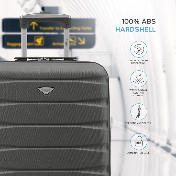 Flight Knight Leichte 4-Rad-ABS-Hartschalenkoffer Handgepack, zugelassen fur uber 35 Fluggesellschaf