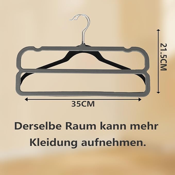 WJWSKI Hosenbügel,10 Stück rutschfeste Samt Kleiderbügel Hosen, Platzsparender Hosenrockbügel mit 36