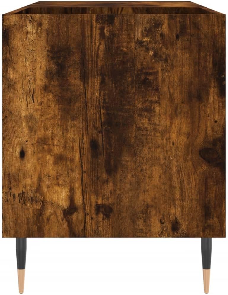 Plattenschrank Räuchereiche 85x38x48 cm Holzwerkstoff mit Eisenbeinen, geräumiger Mediaschrank für S