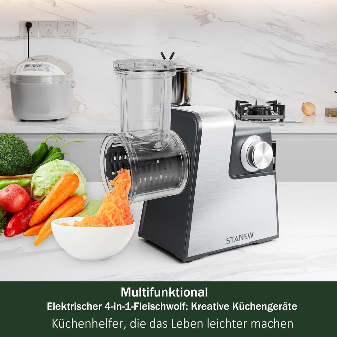 Elektrischer Profi-Fleischwolf STANEW mit 5 Schneidensystem - 2500W Edelstahl-Motor für Hackfleisch,
