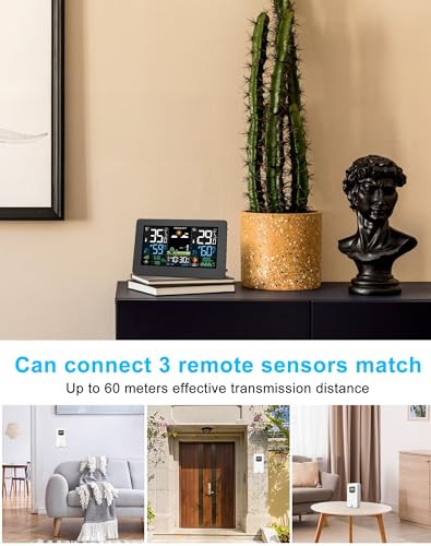 Wetterstation Funk mit Aussensensor, Farbdisplay, Wettervorhersage, Temperatur, Luftfeuchtigkeit, We