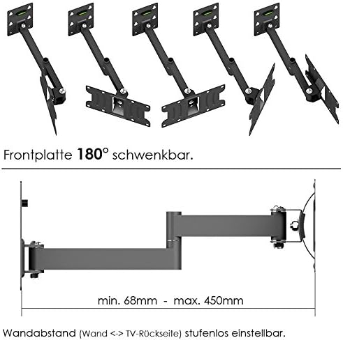 RICOO TV Wandhalterung Fernseher Halterung R02-21 schwenkbar neigbar für 32-55 Zoll Fernsehhalterung
