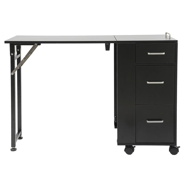 C-Juzarl Faltbar Mobile Rolling Maniküre Tisch mit 3 Schubladen, Make-up-Koffer, Kosmetikkoffer, Wer