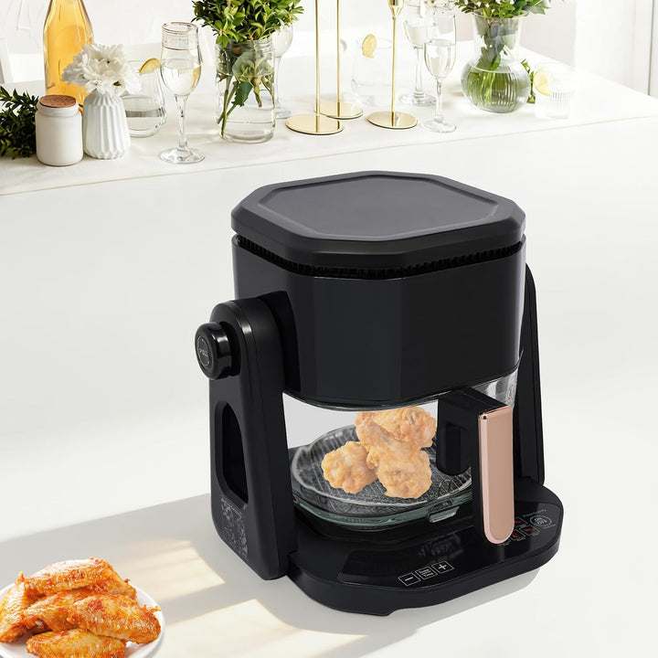 Heissluftfritteuse mit Sichtbarem Glas-Korb 4.5L 1500W Multifunktionale Heissluftfritteuse mit Grill