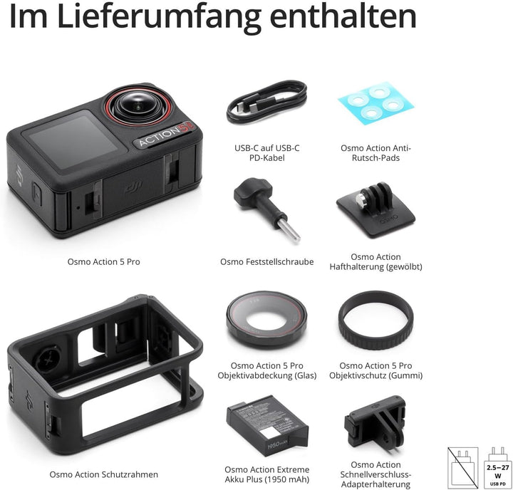 DJI Osmo Action 5 Pro Tauchen Combo mit Wasserfestes Gehäuse, Action Cam 4K mit 1/1,3" Sensor, 4K/12