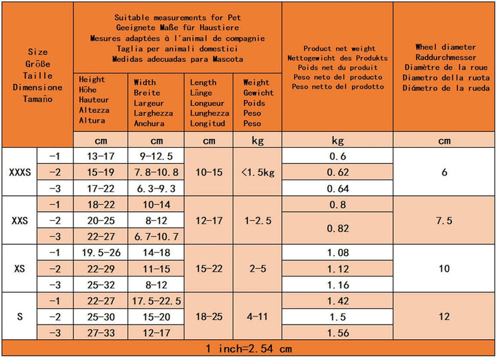 KAJILE Verstellbarer 2-Rad-Hunderollstuhl, XS-3 Grösse für die Rehabilitation der Hinterbeine von be