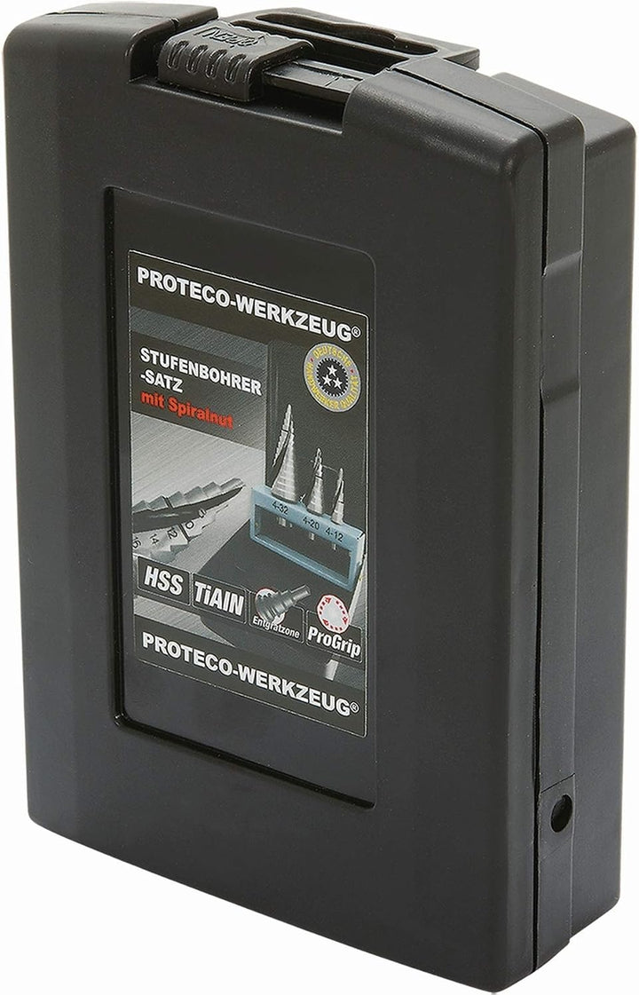Proteco-Werkzeug® HSS Titan TIN TiALN Profi Stufenbohrer Konusbohrer Schälbohrer Metallbohrer Set 3-