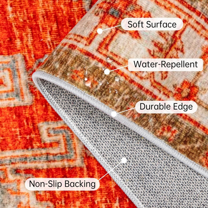 Kurzflor Teppich Wohnzimmer Schlafzimmer Waschbar Rot 80x120 Rostrot 80 x 120 cm (Rechteckig), Rostr