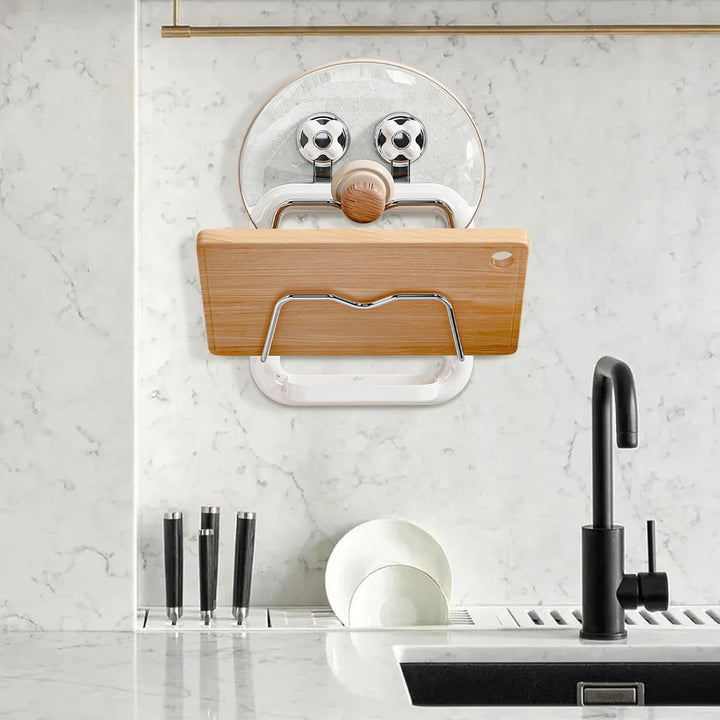 Suction Cup Pot Lid Rack Anti-Slip 2-Tier Organizer Pan Lid Organizer Rack Reusable Pot Lid Holder C