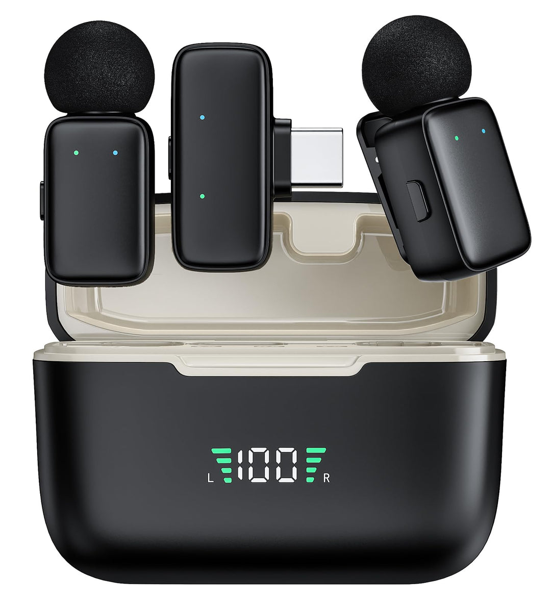 Mini Wireless Lavalier Mikrofon für iphone/Android Handy Phone, Kabelloses Ansteckmikrofon mit Noise