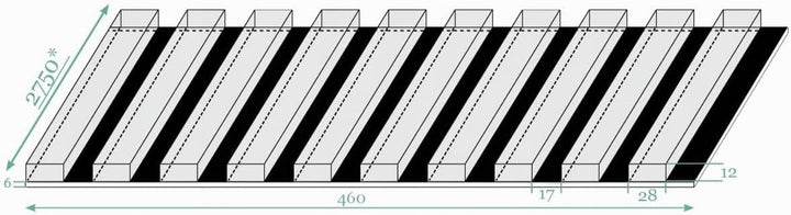 Akustikpaneele 1,228m² - 275cm x 46cm x 1.8cm - | Akustikpaneel | Lamellenverkleidung | Wandverkleid