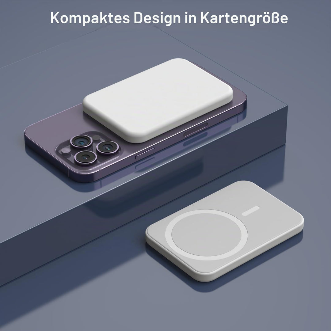 Magnetische Power Bank 5000mAh für iPhone, 15W USB C Drahtloses Schnelladen