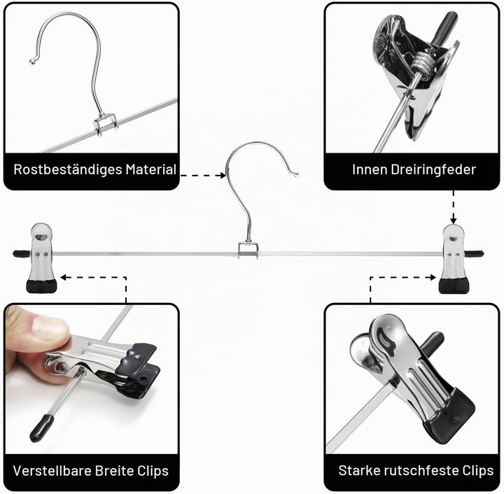 Hosenaufhänger,GUANJUNE 20er-Pack Rockaufhänger mit Verstellbaren Rutschfesten Clips Hosenaufhänger,