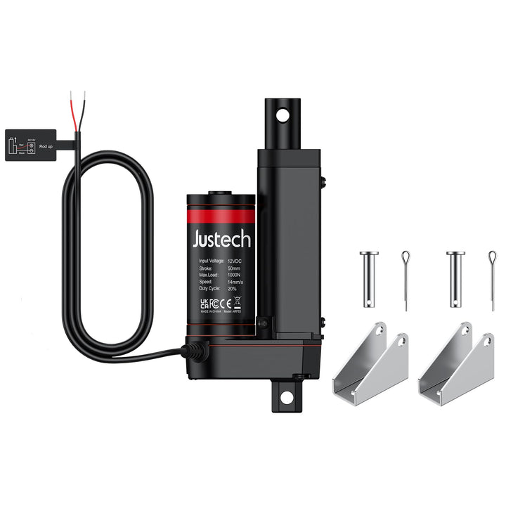 Justech Linearmotor 1000N 50mm inearantrieb Verstellantrieb 12V Schwarz, 1000N 50mm
