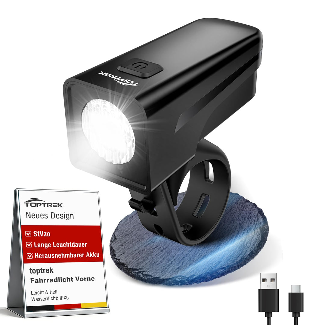 toptrek Led Fahrradlicht Vorne USB C Aufladbar mit 5-11h Akkulaufzeit
