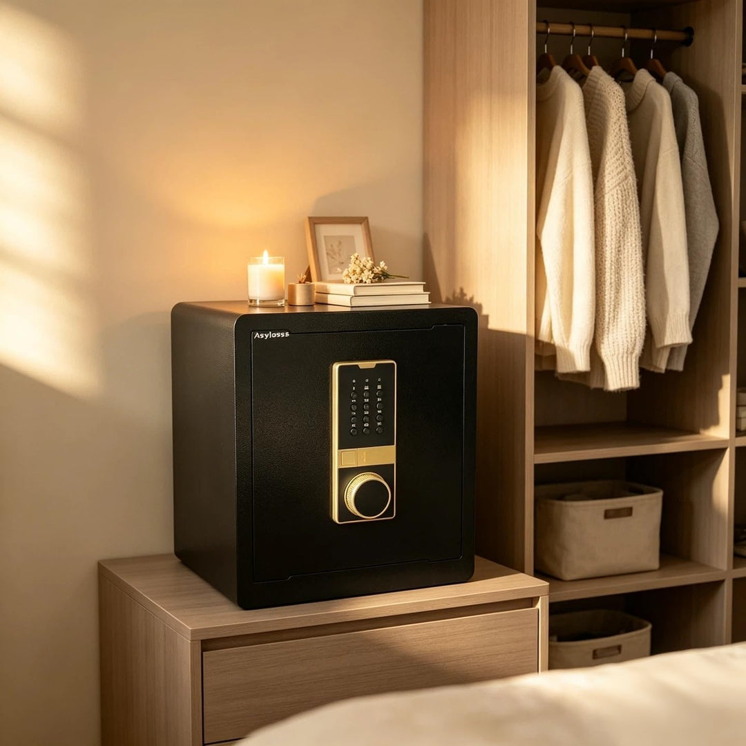 53L Digitaler Einbruchschutztresor mit 3-Wege-Schloss | Stahlbau, herausnehmbares Regal, Dual-Alarm,