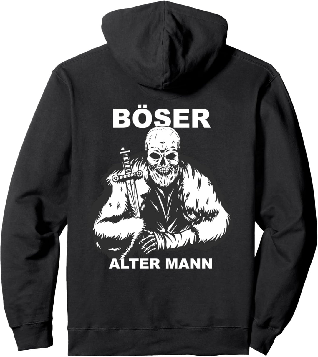 Retro Böser alter Mann Wikinger aus Totenkopf Schädel Skull Pullover Hoodie