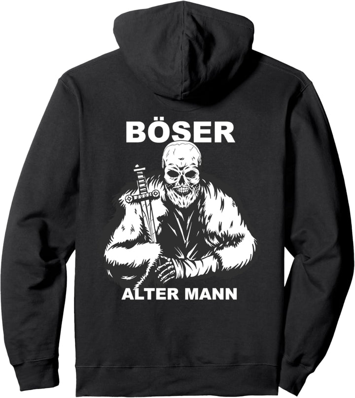 Retro Böser alter Mann Wikinger aus Totenkopf Schädel Skull Pullover Hoodie