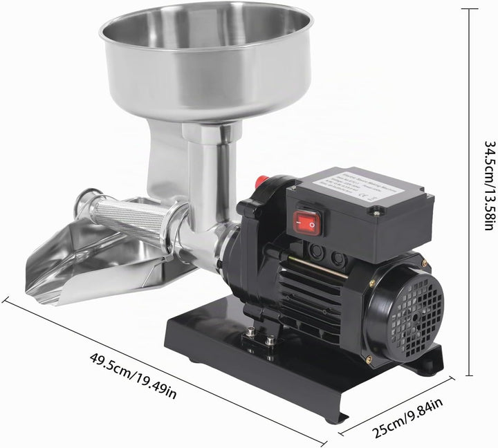 Tomatenpresse Elektrisch, 450W Tomatenpresse, 220V, Edelstahl, Kühlkörperlöcher für Ketchup, Blaubee