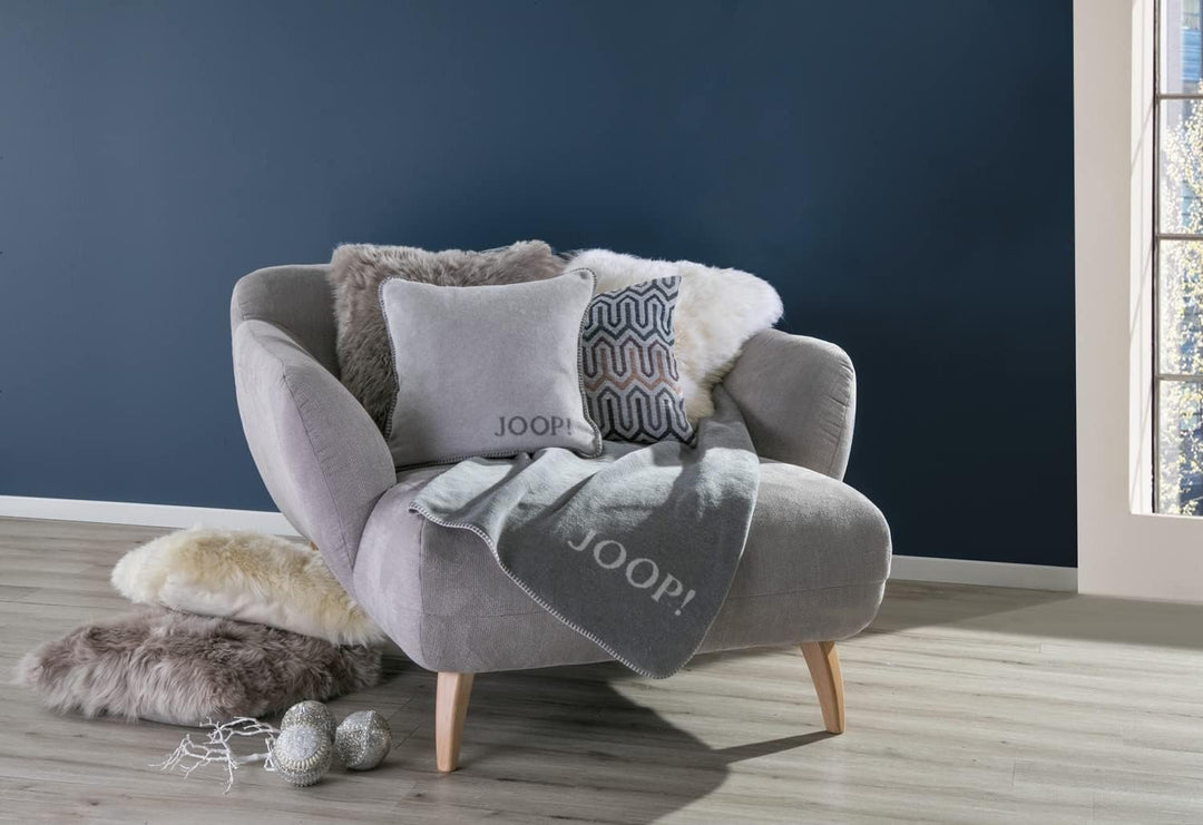 Joop! Plaid Decke Uni Doubleface Graphit-Rauch Baumwolle/Dralon, Masse: 200cm x 150cm, 564382