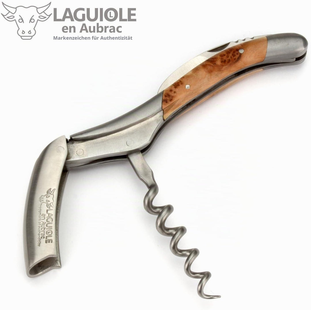 Laguiole en Aubrac Sommelierbesteck - Wacholder - Edelstahl matt - Kellnermesser Weinöffner Sommelie