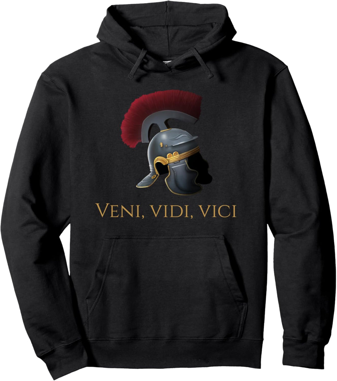 Veni Vidi Vici - Ancient Rome Legionary Helmet - SPQR Gift Pullover Hoodie