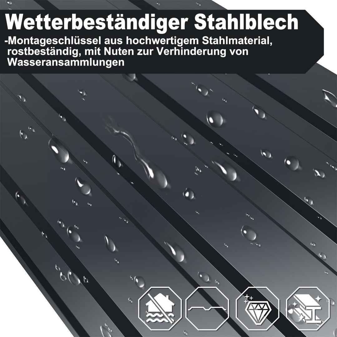 Trapezblech 12er Set 115×45 cm, verzinkter Stahl 0,25 mm, Anthrazit Anthrazit 115×45 cm 12, Anthrazi