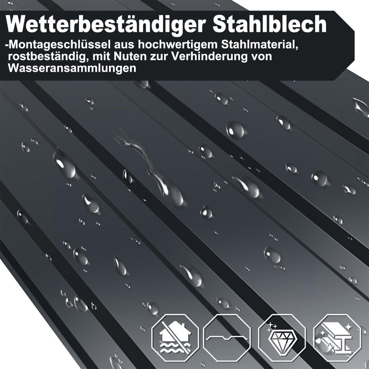 Trapezblech 12er Set 115×45 cm, verzinkter Stahl 0,25 mm, Anthrazit Anthrazit 115×45 cm 12, Anthrazi