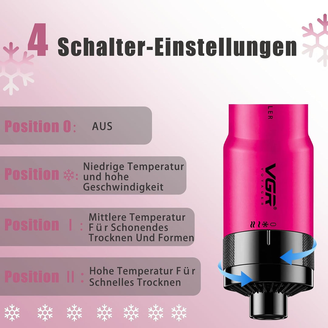 VGR 480 Rundbürste Profi 2 in 1 Föhnbürste Mit 32mm 50mm Für Salon, Rot, Rot