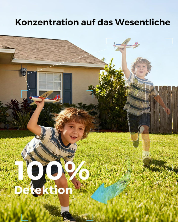 Reobiux 2K Überwachungskamera Aussen mit Doppelobjektiv, PTZ IP Kamera Überwachung Aussen, WLAN Kame
