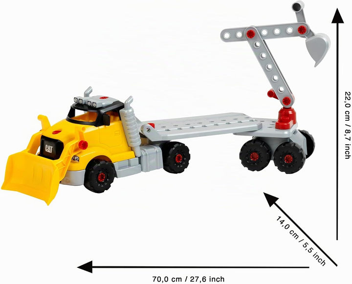 Theo Klein 3252 Caterpillar - Schraubtruck 4 in 1 I Konstruktionsspielzeug mit Werkzeugbox I Inkl. B