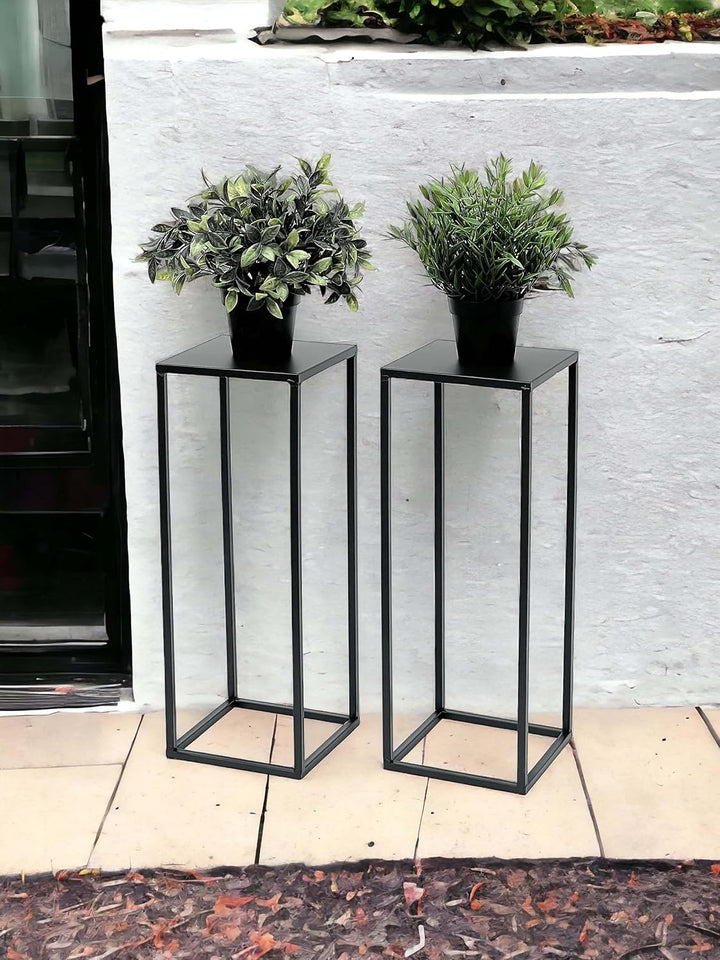 DanDiBo 2x Blumenhocker Metall Schwarz 50 cm Blumenständer 96315 S Beistelltisch Blumensäule Modern