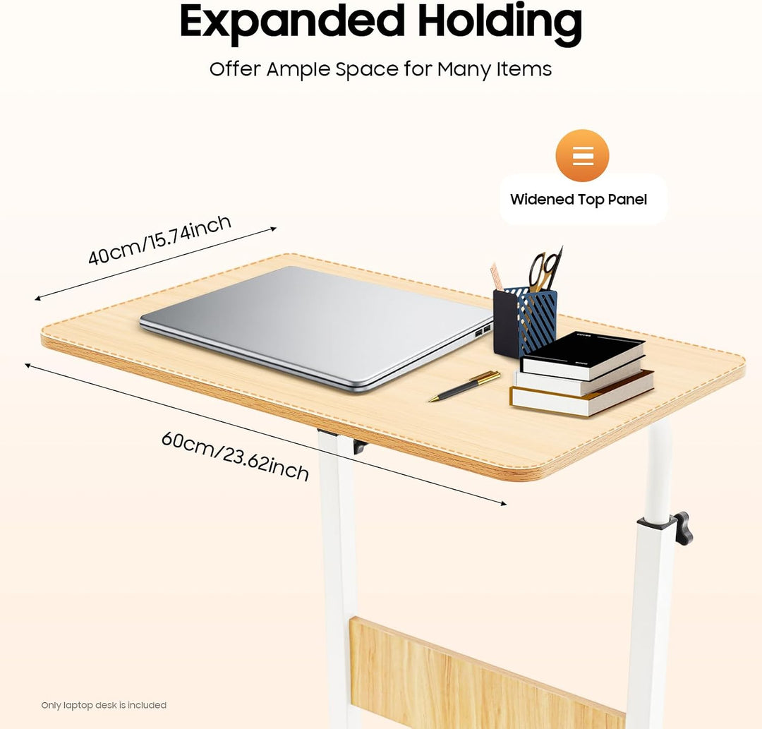 Mobiler Laptop-Tisch höhenverstellbar 40x40cm weiss Holzfarbe