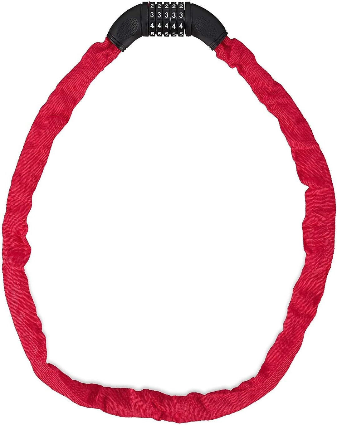 Fahrradschloss, aus Stahl, Zahlenschloss, 5-Ziffern-Pin, Kettenschloss, E-Bike, Pedelec Rot, Rot