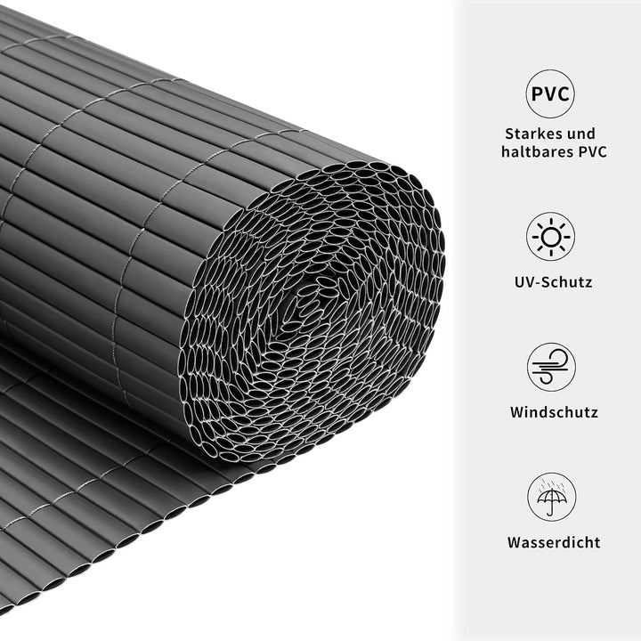 WOLTU PVC Sichtschutzmatte 500x90cm, Wetterfester Sichtschutzzaun UV-beständig für Optimale Privatsp