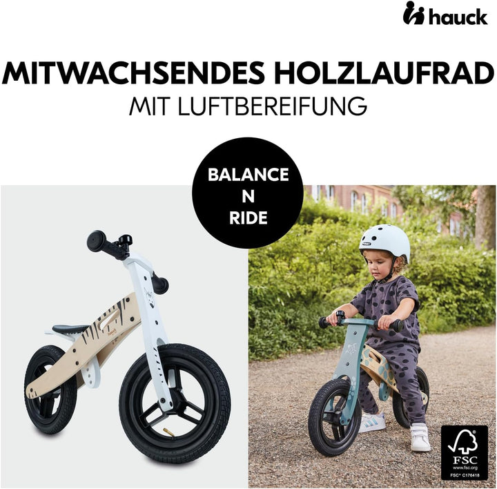 hauck Kinder Laufrad Balance N Ride ab 2 Jahre bis 20 kg, Holz Laufrad, Sattel Höhenverstellbar, Rut