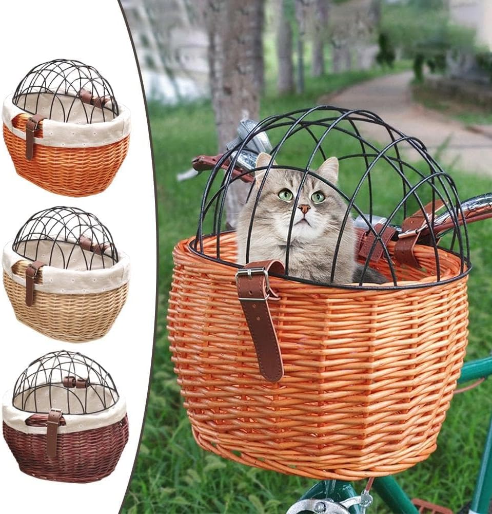 Haustiere Fahrradkorb, Fahrradkörbe für Kleine Hunde und Katzen, Vorderer Korb mit Drahtgeflechtabde