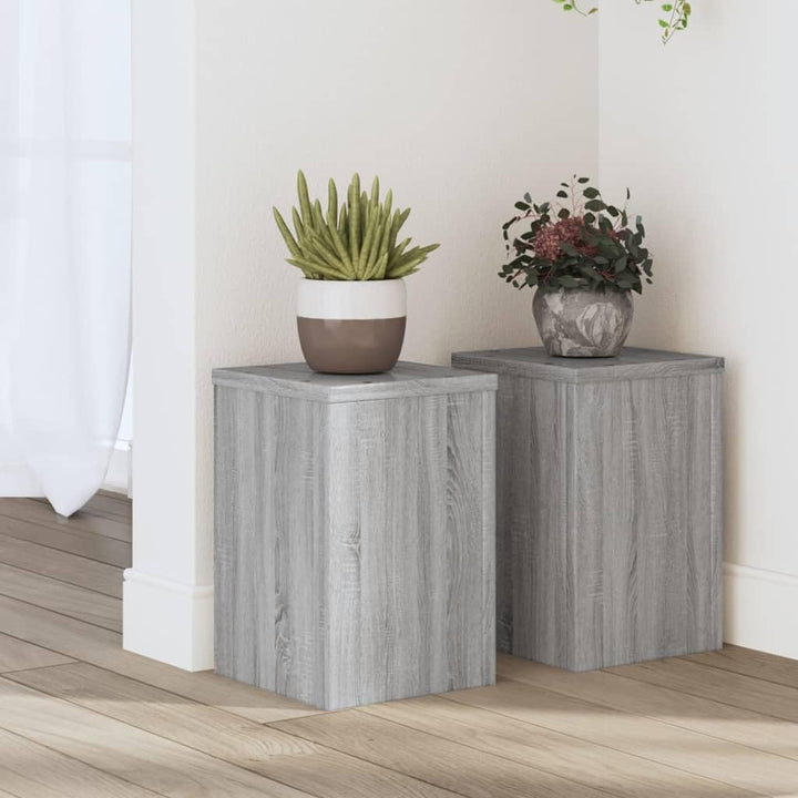 Pflanzenständer 2 STK. Grau Sonoma 20x20x30 cm Holzwerkstoff Pflanzenregal, Blumenregal Indoor/Outdo