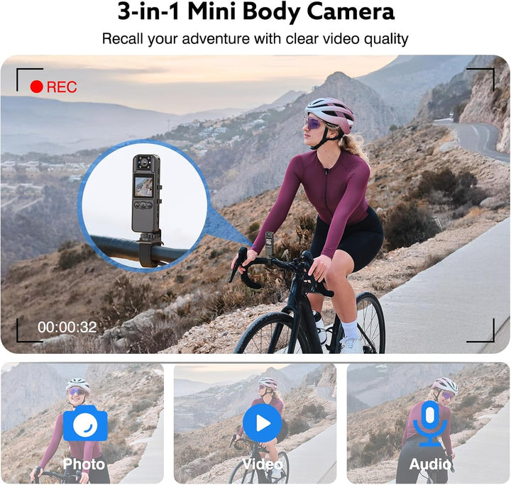 BOBLOV Bodycam Körperkamera Mini 4K Bodycam - HD Body Cam Mini Videokamera POV Vlog Kamera für Aufna