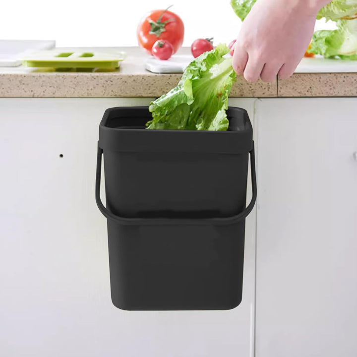 Küche Bioabfallbehälter, 2 Stück Set (3L + 5L), Kunststoff Küche Kompostbehälter mit Deckel hängen,
