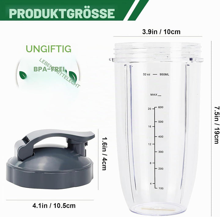 5 Stück Mixer-Ersatzteile Extraktorklinge und 900 ml Becher für NutriBullet 600 W und 900 W Serie, i