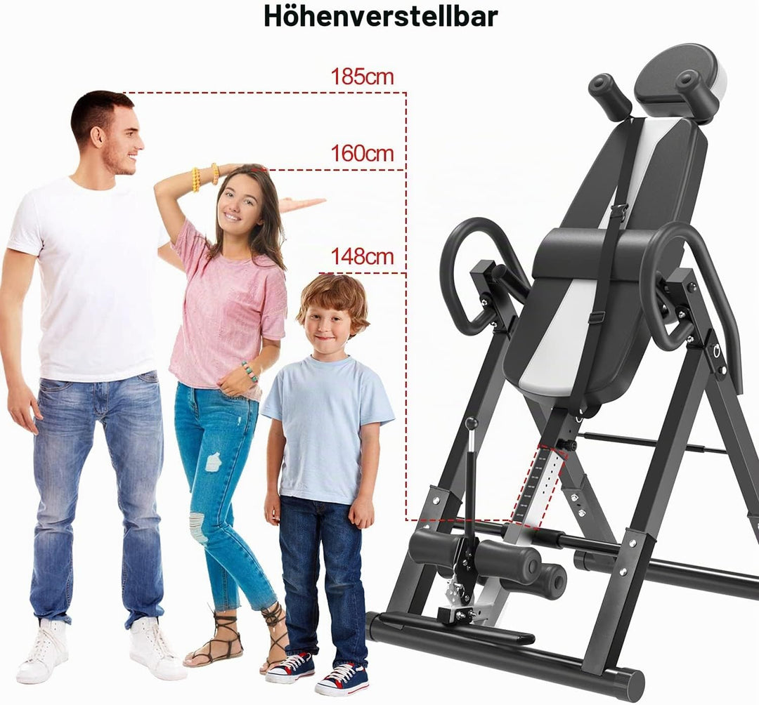 DnKelar Inversionsbank, klappbarer Schwerkrafttrainer, Inversion Table mit 3 Inversionswinkel, Strec